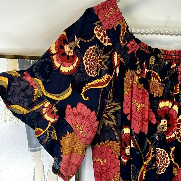 JAASE Handshaped in the Shed Rayon Floral Midi Dress SZ L - Picture 10 of 10